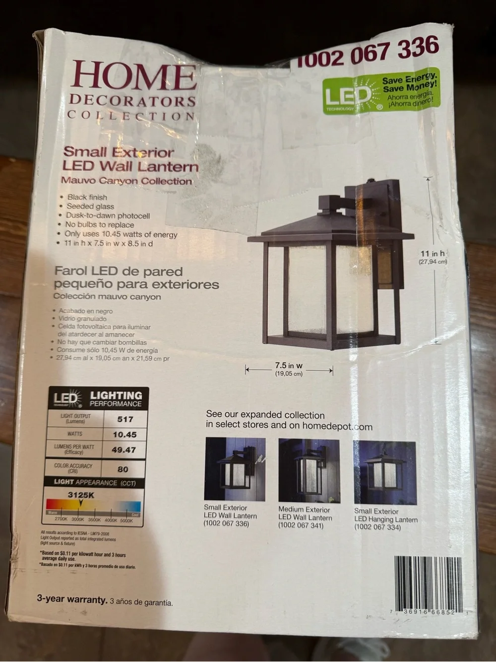 Outdoor Wall Lantern LED Sconce - Black Finish